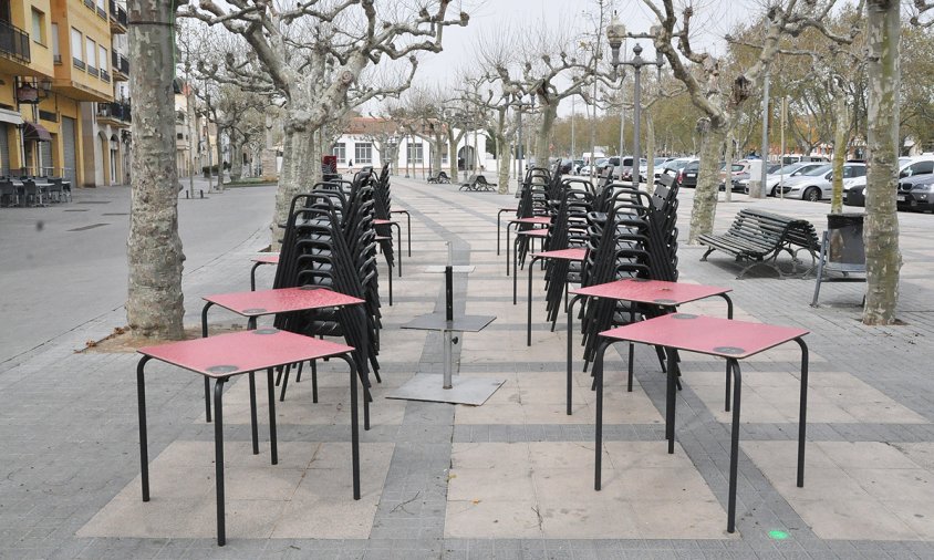 Aspecte del passeig d'Albert, ahir a mig matí