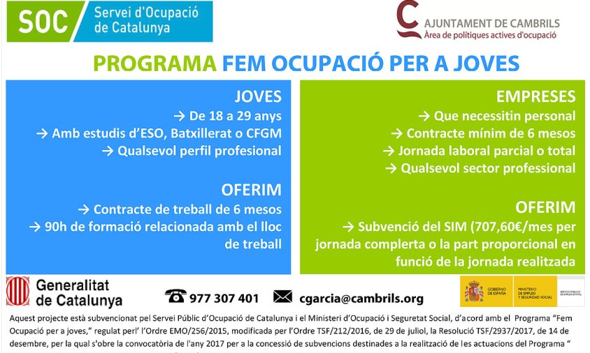 Cartell del programa d'ocupació juvenil