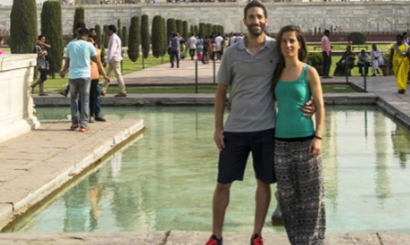 Aitor i Gisela en una visita al Taj Mahal, a Agra