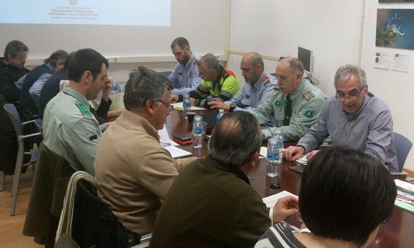 Imatge de la reunió, ahir al matí, al Departament d’Agricultura, Ramaderia, Pesca i Alimentació a Tarragona