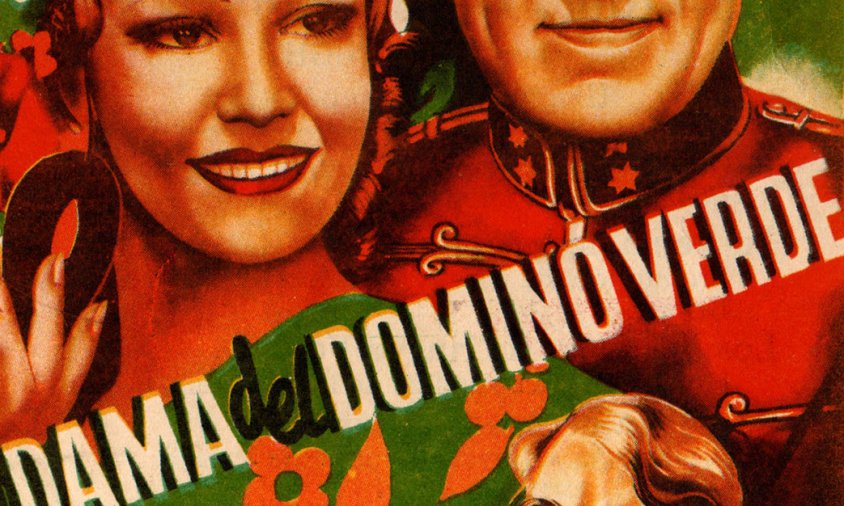Programa  de la pel·lícula «La dama del dominó verde" al cinema del Pòsit / 1946