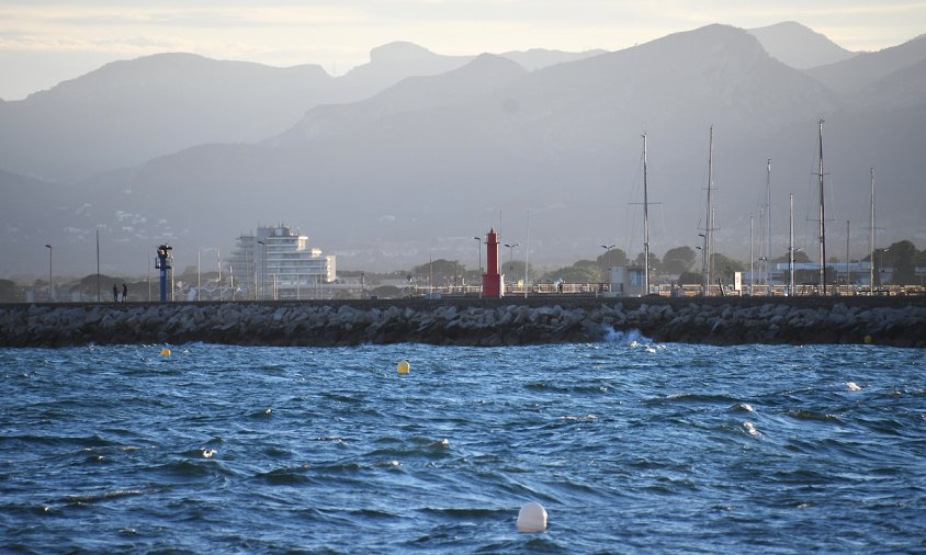 Balises delimitant la platja del Regueral, ahir al vespre