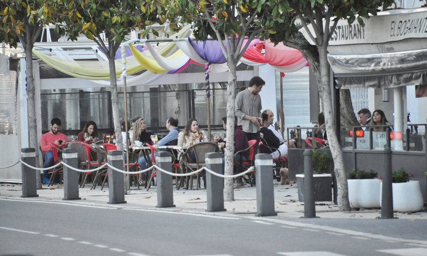 Una de les terrasses del port, el passat dia 11 de maig, el primer dia de la fase 1