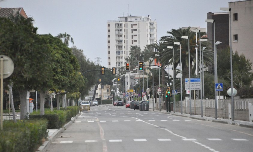 Avinguda de la Diputació buida, a finals d'aquest passat mes de març, en ple confinament