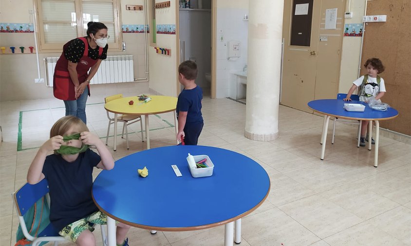 Una classe d'educació infantil del col·legi Cardenal Vidal i Barraquer, el passat 1 de juny, en la represa voluntària de l'activitat escolar