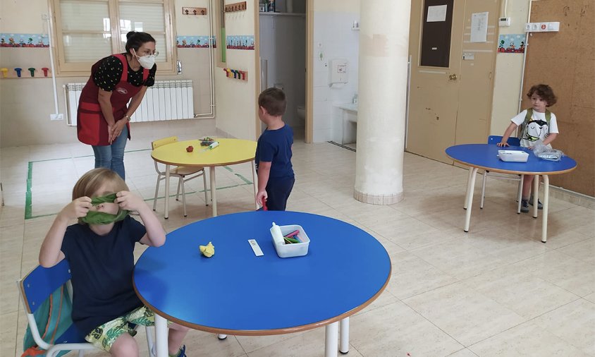 Una classe d'educació infantil del col·legi Cardenal Vidal i Barraquer, ahir al matí
