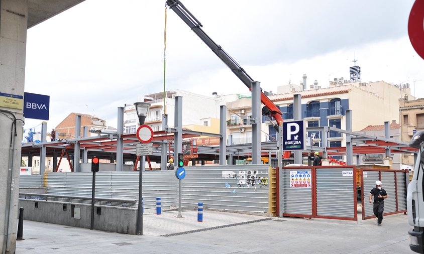 Aspecte de les obres de construcció de l'hotel del Pòsit, aquest matí