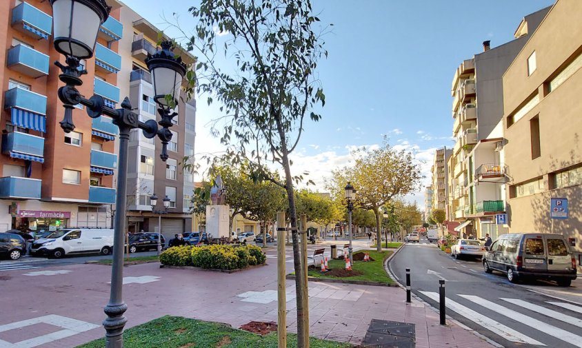 Treballs de reposició d'arbrat a l'avinguda de Josep Vidal i Barraquer, a l'Eixample Vila