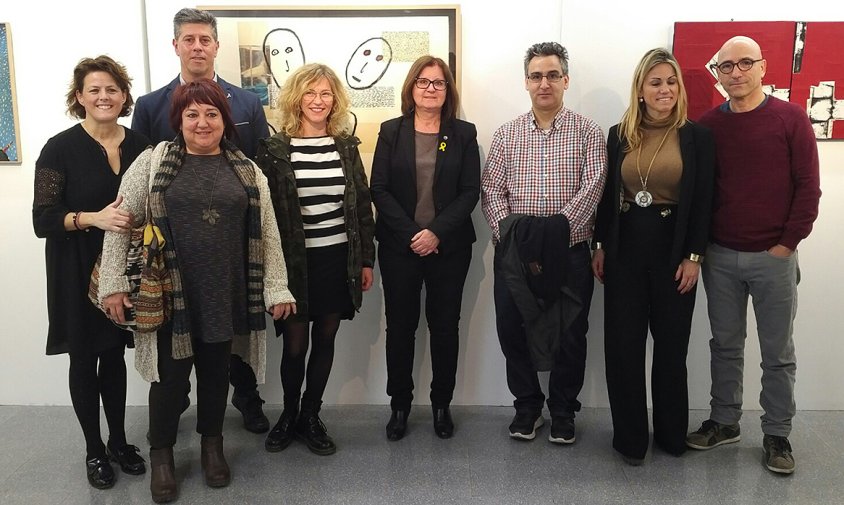 Un moment de la inauguració de l'exposició, ahir al vespre, a la sala Àgora