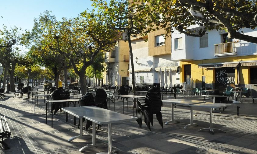 Imatge de terrasses tancades al passeig d'Albert, aquest passat mes d'octubre