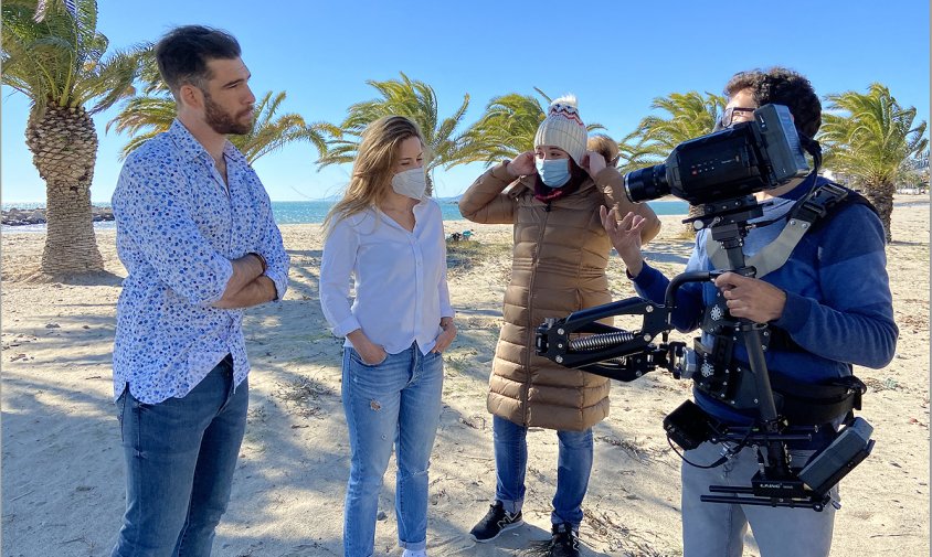 Imatge del rodatge a la platja de l'Ardiaca de Cambrils