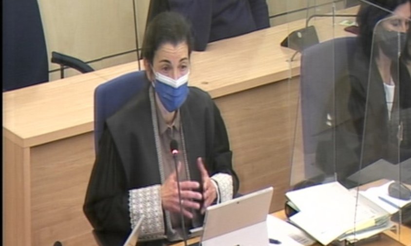 Imatge de la fiscal Ana Noé al judici del 17-A a l'Audiència Nacional exposant l'informe final del ministeri públic, ahir dilluns