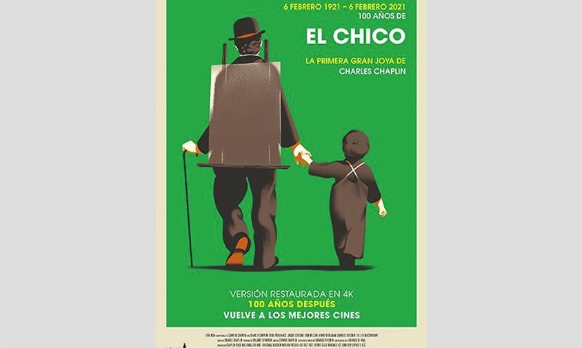Cartell de la reestrena de la pel·lícula "El chico" que enguany compleix 100 anys