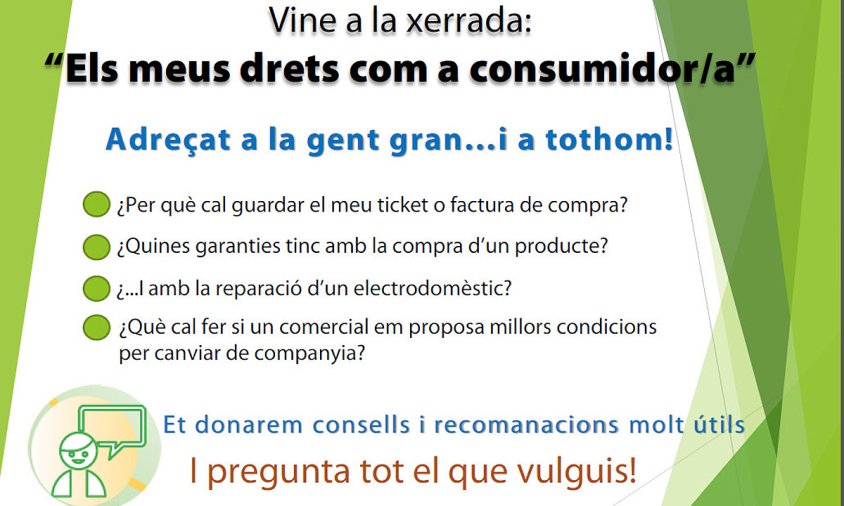 Cartell de la xerrada que s'oferirà demà al Casal Municipal de la Gent Gran