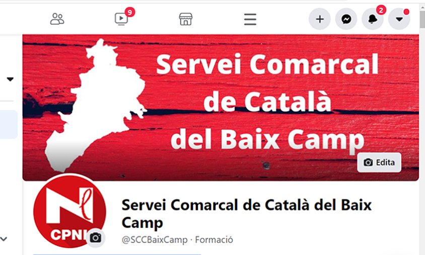 Captura de pantalla de la nova pàgina de Facebook