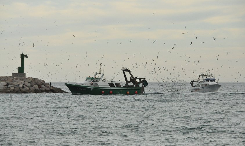 Barques de l'arrossegament arribant al port de Cambrils, en una imatge d'arxiu