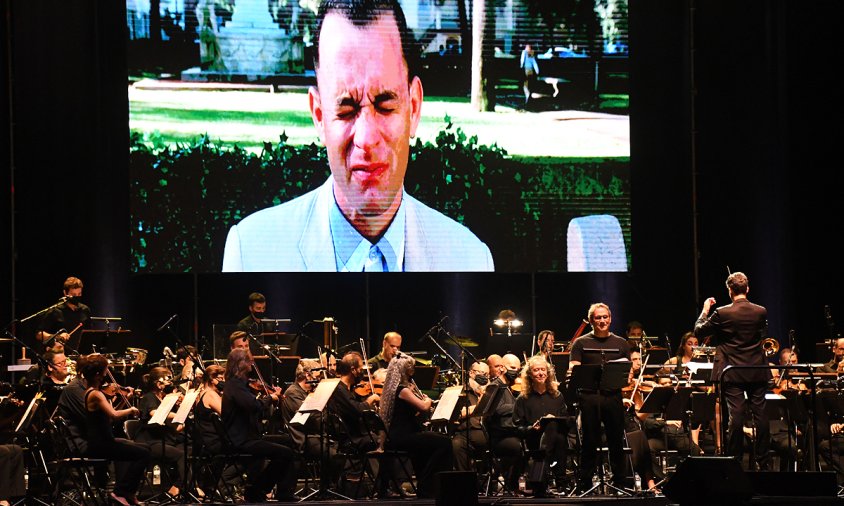 L'Orquestra Simfònica del Vallès dalt de l'escenari del Destival Internacional de Música, ahir a la nit