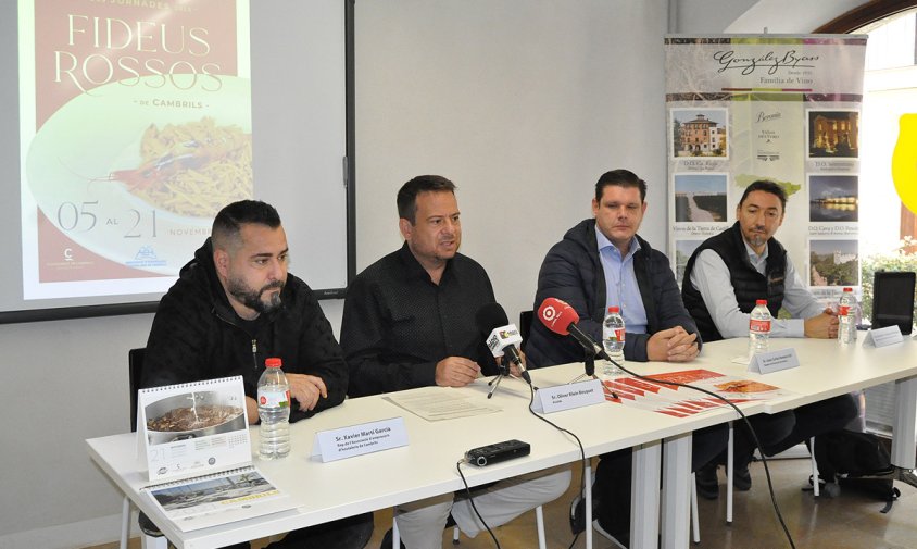 Roda de premsa de presentació de les jornades, aquest matí a la Torre del Llimó. D'esquerra a dreta: Xavier Martí, Oliver Klein, Juan Carlos Romera i Antonio J. Henares