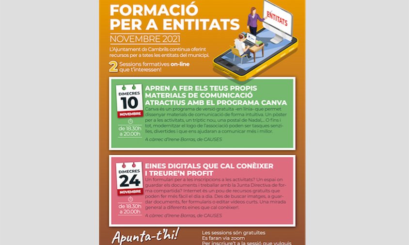 Cartell dels cursos formatius adreçats a entitats