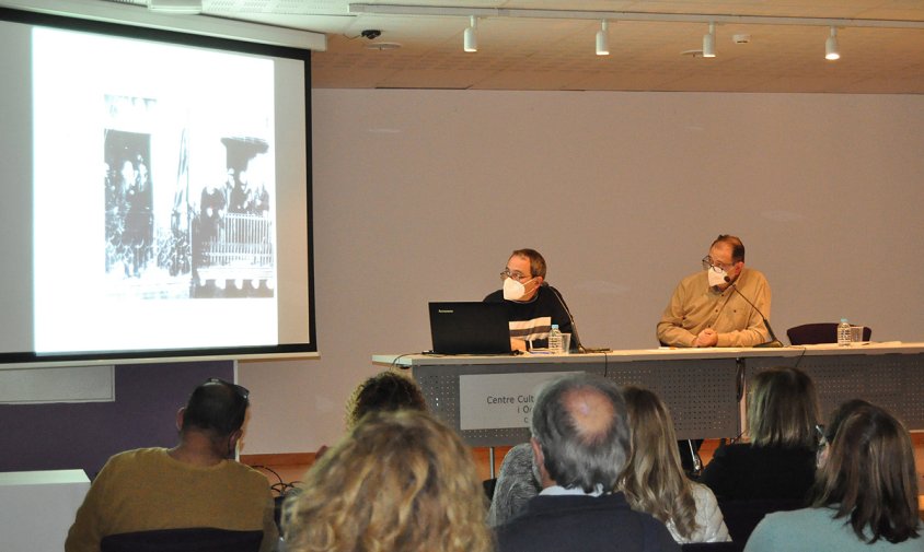 Un moment de la xerrada a càrrec de Gerard Martí i Pedro Otiña