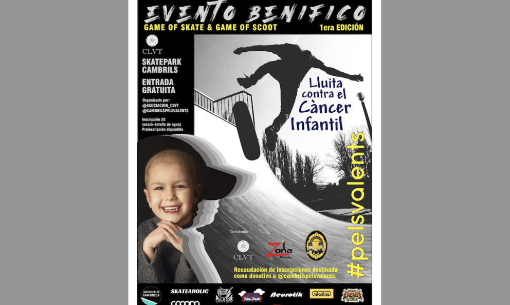 L'Skatepark acollirà, l'11 de febrer, una competició solidària per recaptar fons pel càncer infantil 